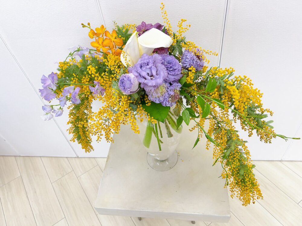 ３月のブーケクラス＜ミモザのクレッセントボケー＞