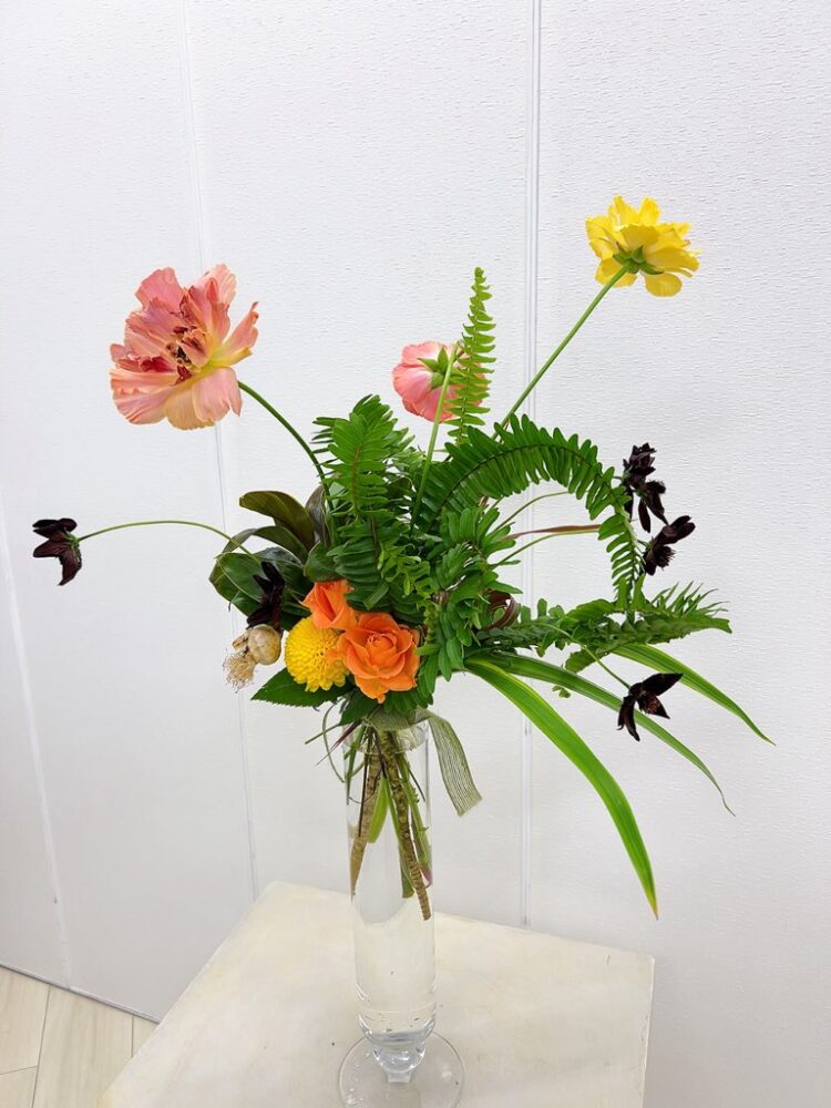 ２月のブーケクラス＜細長い葉のデザイン＞